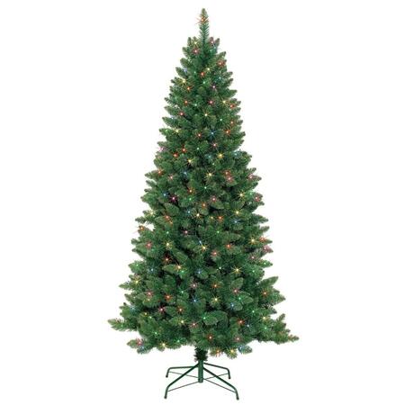 MAQUINA 7 ft. Slim Pre-Lit Artificial Christmas Tree with Metal Stand MA3009349